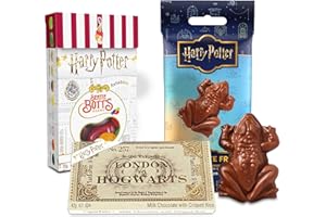 Jelly Belly Harry Potter Bertie Botts Bohnen, Schokofrosch und Hogwarts-Zugticket aus Schokolade (35g + 15g + 42g)