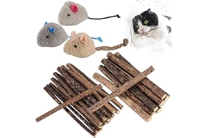 Newoutset 33 PzBastoncini di Erba Gatta per Gatti, Bastoncini da Masticare per Gatti, Silvervine Bastoncini Matatabi per Giocattoli Gatto, inclusi 3 Giocattoli per Topi
