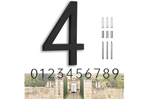 YLYOUNI House Numbers Large Door Number Black House Number 7 Inch Metal House Numbers 3D Floating Exterior Modern - Address Numbers 4