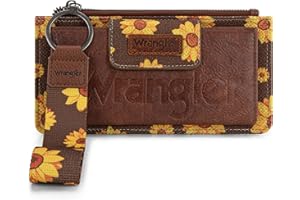 MONTANA WEST Wrangler Wristlet Wallets for Women Western Clutch Purse Rfid Wallet Womens, Artist-sunflower Brown
