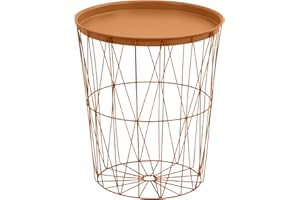 ‎GREEMOTION greemotion Drahtkorb-Tisch mit Tablett, Stahl, Ø ca. 40 cm, Höhe ca. 46 cm