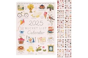 OCCOUMR Kalendarz na rok 2025 z listą życzeń, 12 miesięcy, kalendarz 2025 z listą życzeń, kalendarz ścienny z listą życzeń 2025