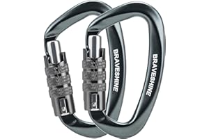 ‎BRAVESHINE BRAVESHINE Karabiner Karabinerhaken, 12KN Twist Lock Karabiner 80mm Aluminium Karabinerhaken groß mit Belastbarkeit bis 1200KG für Hängematte Sonnensegel Schaukel, 2 Stück