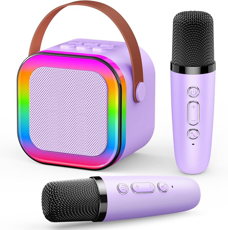 Dislocati Microfono Karaoke Infantil,Karaoke 2 Microfonos Inalambricos Regalo Navidad Niña 3-12 Años Juguetes Niña Microfono - Regalo Cumpleaños Fiesta Musical Infantil Portátil para Cantar y Bailar