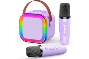 Dislocati Micro Enfant pour Chanter,Cadeau Fille 3-12 Ans Microphone Karaoke Jouet Fille 3-12 Ans Karaoké avec 2 Microphone sans Fil avec Éclairage LED Amusant et Haut-Parleur Intégré Cadeaux Noel
