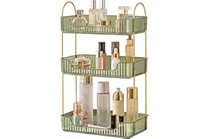 CESTATIVO Organizzatore di Trucco, Organizzatore di Cosmetici ad Grande Capacità, Organizzatore di Profumi, Organizzatore (3 Strati, Verde)