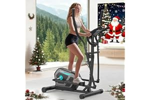 NEEZEE Elliptical Cross Trainer for Home, 16-Level Resistance Magnetic Elliptical Machine, Ultra-Quite Cross Trainer with LCD Monitor, Pulse Sensor for Home Gym, Device Holder, Weight Capacity 130KG