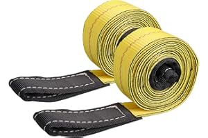 TOPZEA 2 Pack 3 m x 5 cm Lift Sling Straps, Heavy Duty Flat Eye Lift Slings Nylon Lifting Slings Tree Saver Recovery Strap Web Sling Winch Straps, Max Breaking Strength 6000 lbs, Yellow
