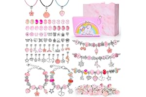 Januts Kit para Hacer Pulseras Niñas DIY Kit Fabricación Joyas Vistoso Arte Artesanía Juego de Abalorios para Niños Adolescentes 8-12 Años Juguetes para Niñas para Cumpleaños de Navidad, Rosa