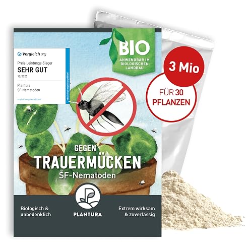 Plantura SF nematodes against fungus gnats, for watering, highly effective and organic, beneficial insects from Germany, 3 million for 3 m²/approx. 30 plants