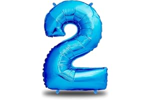envami® Globos de Cumpleãnos 2 Azul I 101 CM Globo 2 Años I Globo Numero 2 I Decoracion 2 Cumpleaños Niños I Globos Numeros Gigantes Para Fiestas I Vuelan con Helio