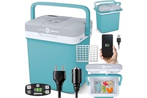 peme Essential Glacière Électrique 22,9L - Refroidisseur et Chauffe-Plats, Double Alimentation 12V & 230V, Mode Éco, Port USB, Couvercle Sécurisé, pour Voiture, Camping, Bateau
