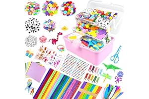 ZEIZHUBN 3000Pcs Craft Kits for Kids All in 1 Arts and Crafts Supplies for Kids 3-layered Craft Box with Pipe Cleaners DIY Crafting Homeschool Supply Toys Gifts for Girls & Boys Ages 4 5 6 7 8 9 10 11 12