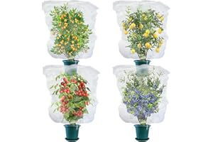 OZMI Fruit Tree Netting, 140x120cm 4.6x4ft 4Pack Plant Fruit Bushes Protection Nettings Covers with Drawstring, Tomato Plant Bird Nettings Barrier Bags for Vegetables Fruits Tree Netting Bags