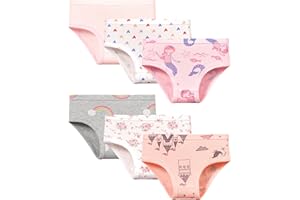 GRPSKCOS Girls Underwear, 6 Pack Toddler Girls Knickers 100% Cotton Kids Pants 2-8 Years
