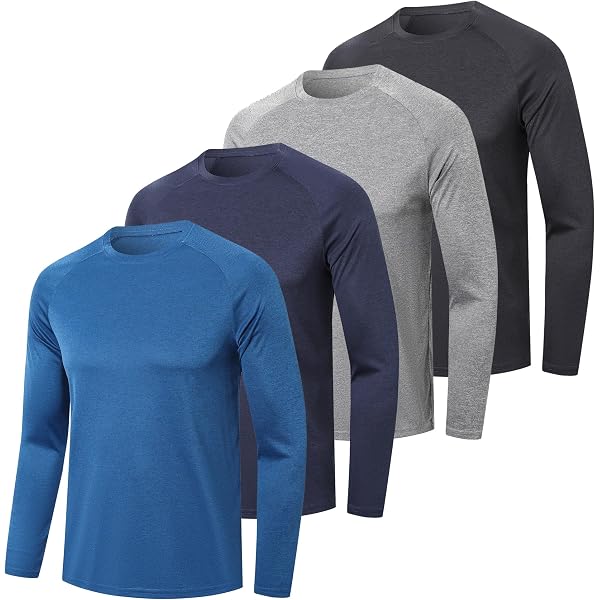 4er Pack Herren Langarm-Shirts – Dry-Fit, Feuchtigkeitsableitend, UV-Schutz UPF 50+, Für Sport & Outdoor
