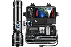 ‎BLUKAR Blukar Taschenlampe LED Aufladbar, Extrem Hell Hohe Helligkeit Taschenlampen Zoombare Handlampe mit 5 Lichtmodi, IP67 Wasserdicht Flashlight Torch für Camping, Outdoor, Notfäll