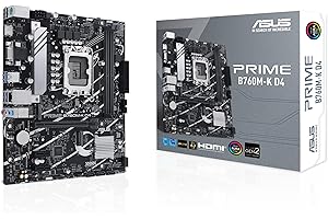ASUS PRIME B760M-K D4 Scheda madre Intel® B760 (LGA 1700) mATX, PCIe 4.0, due slot M.2, DDR4, Realtek 2.5Gb Ethernet, VGA, HDMI®, SATA 6 Gbps, USB frontale 3.2 Gen 1, Aura Sync