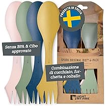 Spork In Acciaio Inossidabile - Posata Multiuso Da Campeggio Con 5 Funzioni | Forchetta, Cucchiaio, Coltello, Apriscatole E Apribottiglie - Foto 4