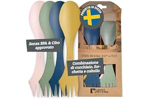 LIGHT MY FIRE Swedish Spork original - Set Posate Viaggio Sporks - Posate da Viaggio 3 in 1 - Forchetta Cucchiaio Coltello da Campeggio - Posate Plastica Riutilizzabili 100% Senza BPA