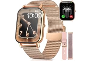 DACHMA Smartwatch donna chiamata e whatsapp - Orologio smartwatch donna 1,85" smartwatch con risposta chiamate oro smartwatch android smart watch donna contapassi + 3 cinturino in metallo, nylon, silicone
