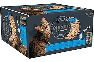 Encore 100% Natural Wet Adult Cat Food, Fish Selection in Broth, 8x70g Tins