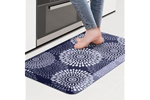 LuxStep Kitchen Mat Waterproof Kitchen Rugs for Floor Cushioned Anti-Fatigue Mat Non-Slip Standing Desk Mat Comfort Floor Mats for House Sink Office 17.3" x 28" Blue