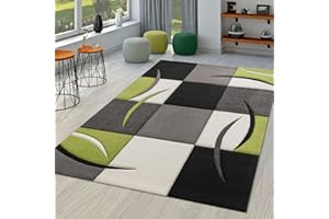 TT Home Tappeto Soggiorno Moderno Pelo Corto Effetto 3D Geometrico A Onde, Colore:Verde, Dimensione:160x230 cm