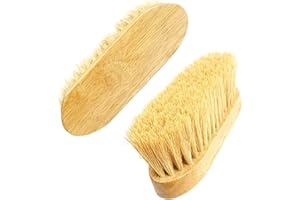 PFERDELINIS Root Brush for Horse Donkey Goats with Wooden Back and Long Bristles Particularly Stable and Robust (2 x Wood)