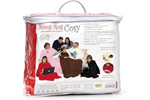 CKB LTD Snug Rug Cosy, Fleece Blanket With Sleeves and a Handy Pouch Pocket - RED