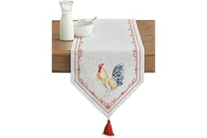 Maison d' Hermine Tablerunner 100% Cotton 37cm x 180cm Table Runner, Decorative Washable Easter Table Runners for Dining, Buffet Parties & Camping, Campagne - Spring/Summer