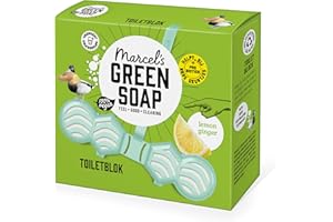 Marcel's Green Soap Blok toaletowy imbir i cytryna - pachnący odświeżacz toaletowy - z probiotykami przeciw nieprzyjemnym zapachom - 95% biodegradowalny - 100% plastik pochodzący z recyklingu