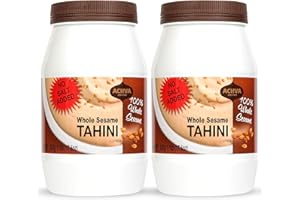 Achva Whole Sesame Tahini Paste - Unhulled Sesame Paste - Rich Creamy Taste for Hummus, Tahini Sauce & Dressing - Kosher, Vegan Gluten Free, Peanut Free & Non-GMO (2 Jars of 500g)