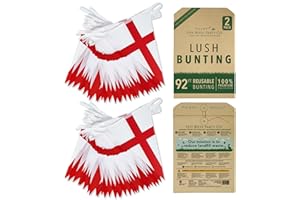 ITSY BITSY PARTY CO Premium Reusable England Bunting - 84 Womens Euros 2025 Bunting Flags, Garden Bunting Outdoor Waterproof, Euro 2025 Decorations (2-pack: 92ft, 84 England Flags)