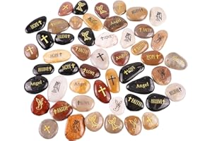 ROCKIMPACT 50PCS Guardian ANGEL Engraved Inspirational Stones, Sentimental Gifts, Motivational Present Keepsake, Prayer Message Pebbles, Guardian Angel Ornament, Wholesale Price, 5-8cm (2"-3") ea