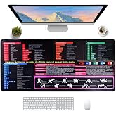 Indrnif 900 x 400mm Super Large Design Mouse Mat with Keyboard Shortcuts in Spanish, for Office and Gaming Mat Stitched Edges