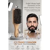 Transformacion Doğal Ahşap Saplı Premium At Kılı Sakal Tarama Fır&ccedil;ası - Erkek Bakım ve Şekillendirme Tarağı, Sakal Altı Peeli
