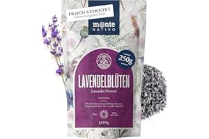 Lavendelblüten (250g) Monte Nativo - Lavendel getrocknet - ohne Zusätze - Blüten für Duftsäckchen und Lavendelsäckchen - 100% rein und natürlich - Zum Essen, für Tee oder als Duft