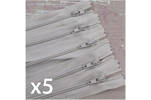 BEADS4CRAFTS 5 PACK x CLOSED END No.3 NYLON ZIPS *24 COLOURS* ZIPPER SEWING (Grey x 5 (3100), 18 Inch)