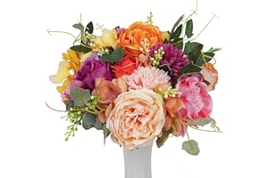 SCLLNDA 4 Bündel Künstliche Blumen Pfingstrose Künstliche Hortensie Kunstblumen Rose Unechte Blumen Deko Blumenstrauß Tischdekoration Hochzeitssträuße für Party Home Decor