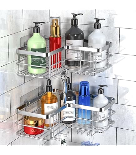 Douche Caddy 2 Pack Zwarte Douche Planken Geen Boren Roestvrije