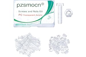 Pzsmocn 60 Piezas / 30 Juegos M6 PC Juego Tuercas y Tornillos Acrílico Diáfano. M6 * 25 mm Tornillo Plástico PC Acrílico Diáfano Cruz Apriete Mano Tornillo Redondo y kit de Tuercas Hexagonales M6.