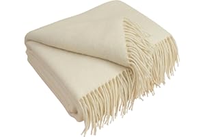 ‎LYHOME LYHome Lammwolldecke 100% Schurwolle - Warm Winterdecke Couchdecke Sofadecke, Kuscheldecke Tagesdecke, Winter Decke Sofa, Warme Decken Couch (140x200 cm, Weiß Einfarbig)