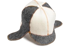 ASKOLD Sauna Hat Wool Sauna Hat for Women and Men – Russian Banya Hat for Men Sauna Cap for Women Finnish Sauna Hat Felt, Sauna Cap for Men Sauna Hat for Women, White and Grey, 7.625
