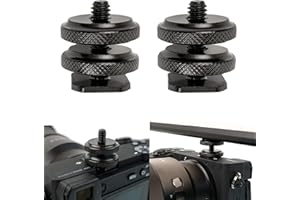 YOUR DAY MATE Filettatura 1/4" da Treppiede per Hot Shoe, 2 pz, Adattatore in Metallo con Piastra di Montaggio Flash Esterno, Compatibile Fotocamere Canon, Nikon, Panasonic, Sony, Accessorio Fotocamera, Shoe mount