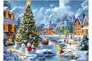 DAERLE 5D Diamond Painting Scena di Natale, Pittura Diamante per Adulti, Alberi di Natale luminosi Fiocco di neve, DIY Diamante Crystal Art Kit Completo per Decorazione Della Casa 40x30cm