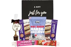 WINDMILL GIFTS Hot Cadbury & Galaxy chocolate x4, Clipper x1, Maltesers x1 Bundle with Mini Marshmallows 150g