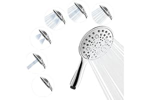 SparkPod Wysokociśnieniowa słuchawka prysznicowa z 6 funkcjami – szeroki kąt – luksusowy design – deszczownica z funkcją zatrzymania – deszczownica – głowica prysznicowa do masażu – mocny strumień –