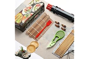 SQAQS 18PCS Sushi Maker Set, Sushi Bazooka, Sushi Maker with Rolling Mat, Make Your Own at Home, Portable Kit for Picnic, Complete Setfor Beginners to Make Yourself