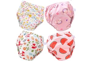 FannyFan 4-Piece Cotton Potty Training Trousers Baby Training Pants Potty Training Underwear Toilet Training Up to 4 Years - girls